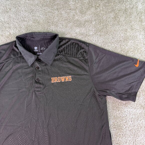 Nike Cleveland Browns Shirt Mens L On Field Apparel Dri Fit Golf Polo E694 - Picture 2 of 11